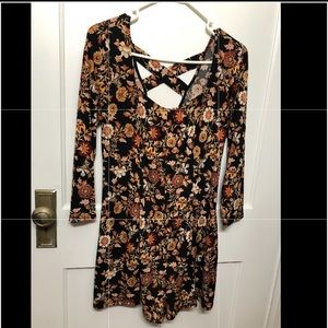 Black Floral Short Romper